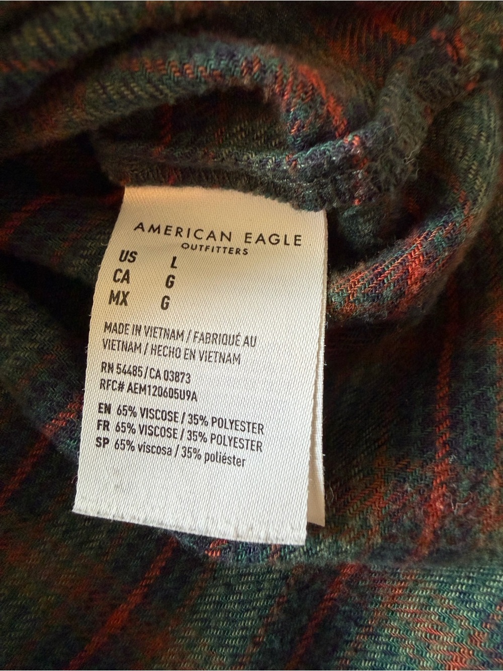 American Eagle Oversized Plaid Button Front Flannel Shirt Women’s Large - Picture 6 of 9